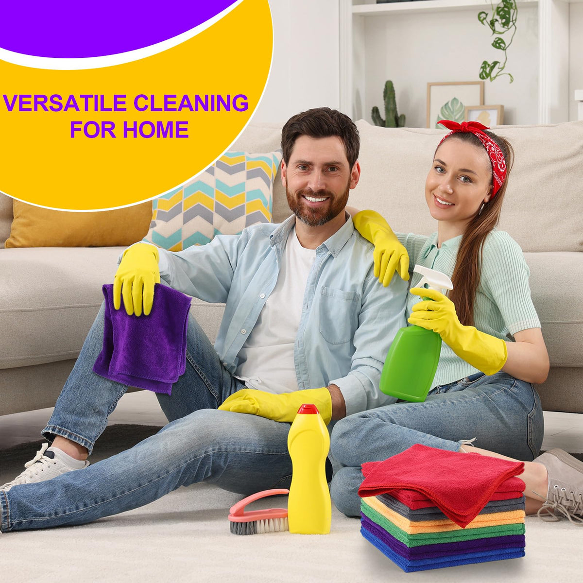 Nuenen Car Microfiber Clean Cloths, Purple, 16 x 16 Inch, 60 Pcs 16 x 16 inches