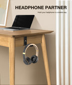 Foldable Aluminum Headphone Stand and Desk Mount Hook