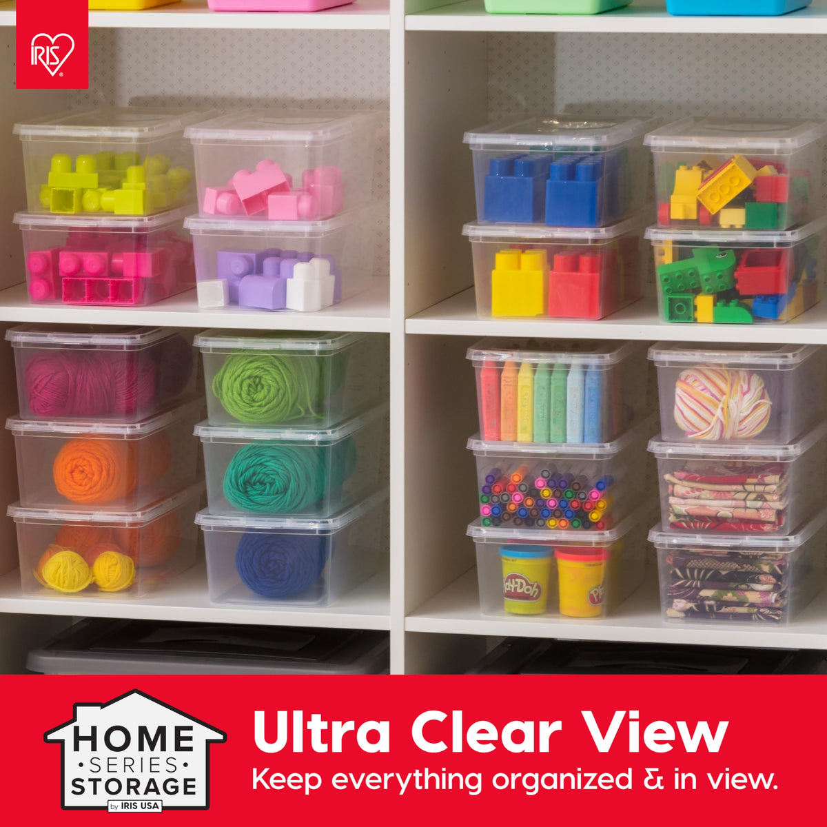 IRIS USA 20-Pack 6 Qt Storage Bins with Lids, Clear, Stackable