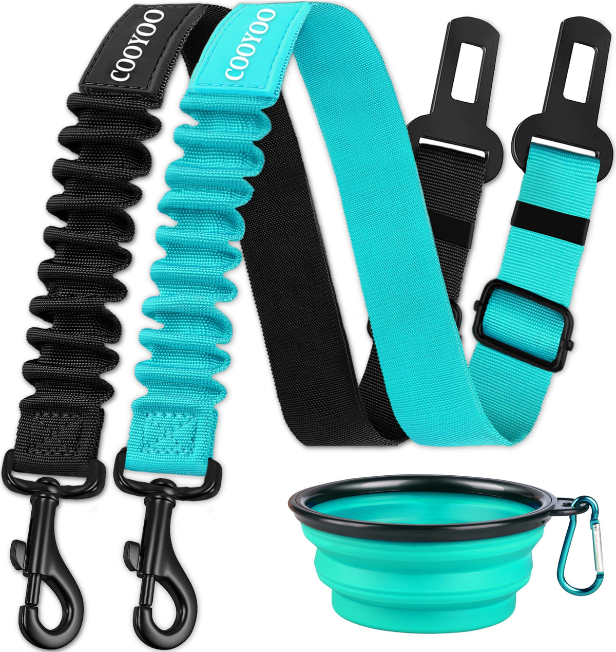 COOYOO Dog Seat Belt,3 Piece Set Retractable Car Harness Adjustable for...