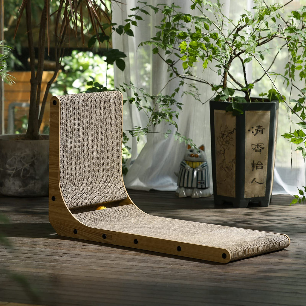 FUKUMARU Cat Scratcher, 26.8 Inch L Shaped Scratch Pad for Indoor Cats