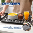 Food Trays for Eating on Couch - 2 Pack - Non Slip Dinner Trays for Eating Set of 2 Non Slip Serving Tray and Food Tray with Handles (Black & White) Black and White - 2 Pack