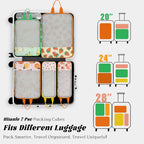 7 Pcs Compression Packing Cubes Travel for Suitcases, Luggage Organizer Washable Storage Bags Set for Backpack Travel- Packaging Cubes for Carry-Ons and Storage yellow orange