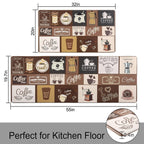 Floral Kitchen Mat Sets 2PCS Non Skid Waterproof Kitchen Rugs and Runner Sets Cushioned Anti-Fatigue Comfort Mat for Home,Office Memory Foam Kitchen Rug, 17.3"x30"+17.3"x47", Black/Pink 17"x30"+17"x47"--0.4 inches