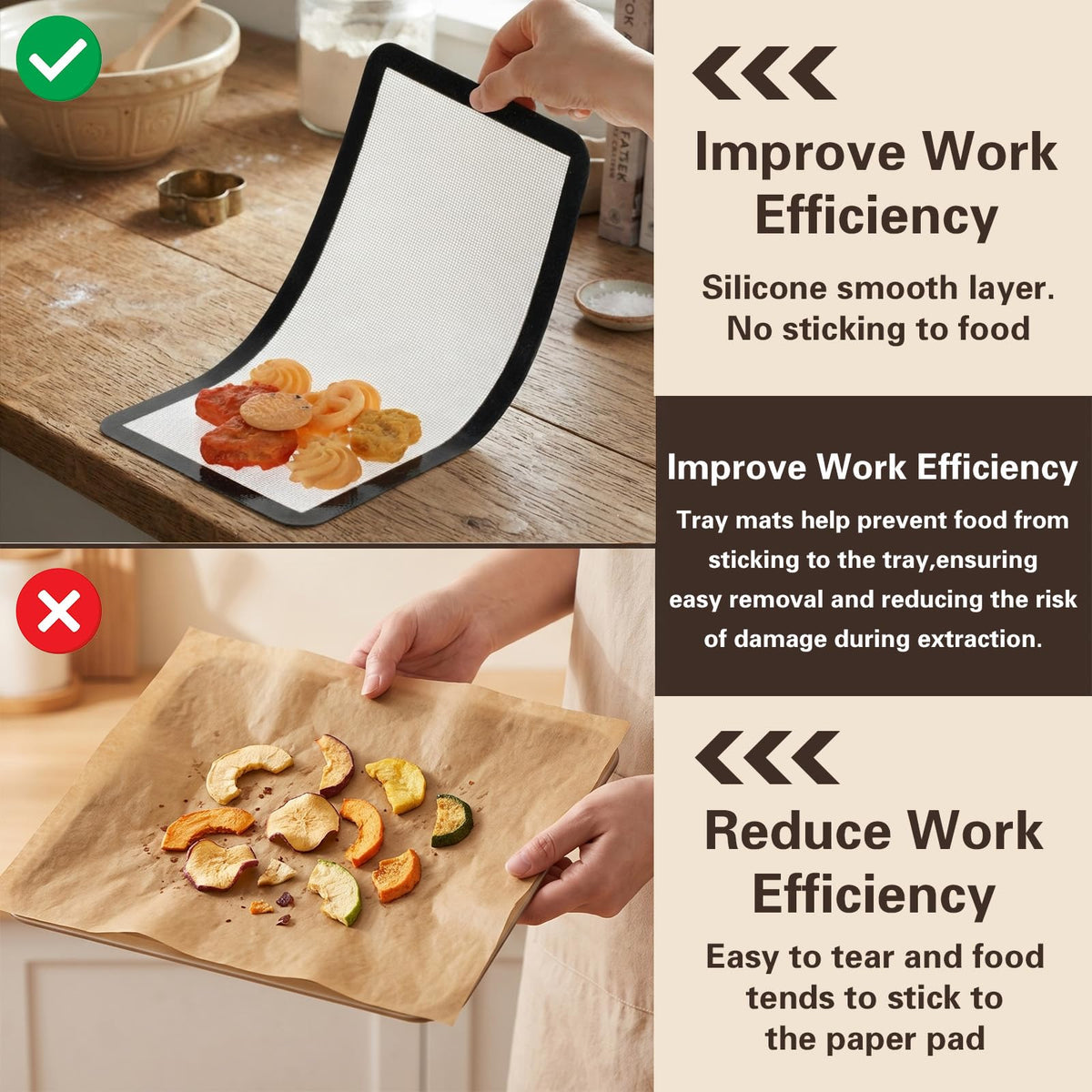 10 Pcs Reusable Baking Sheet Mat, Silicone Baking Mats for Oven, Black