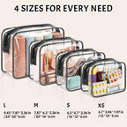 4 Pieces Clear Cosmetic Bags Bulk TSA Approved Toiletry Bag for Travel PVC Waterproof Clear Makeup Pouch with Zipper for Men and Women Carry-on Travel Essentials 4pcs SML Black
