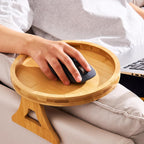 Sofa Arm Tray,Foldable Sofa Armrest Clip-On Tray Suitble for 4"-9" Armrest,Circle Sofa Arm Table for Snacks/Drinks/Fruit/Dessert/Rmote (9.49x8.86x3.54 inch)