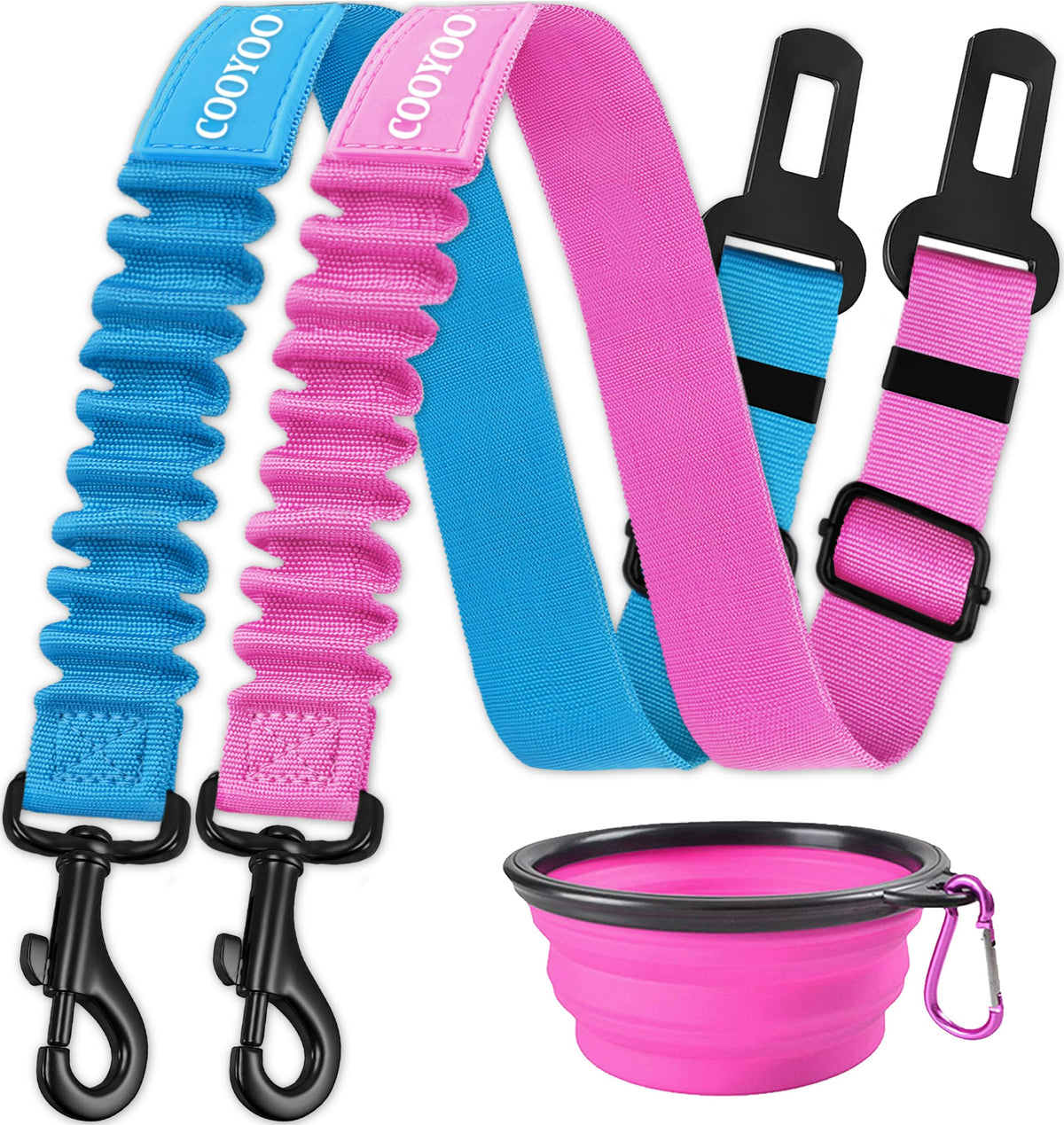 COOYOO Dog Seat Belt,3 Piece Set Retractable Car Harness Adjustable for...