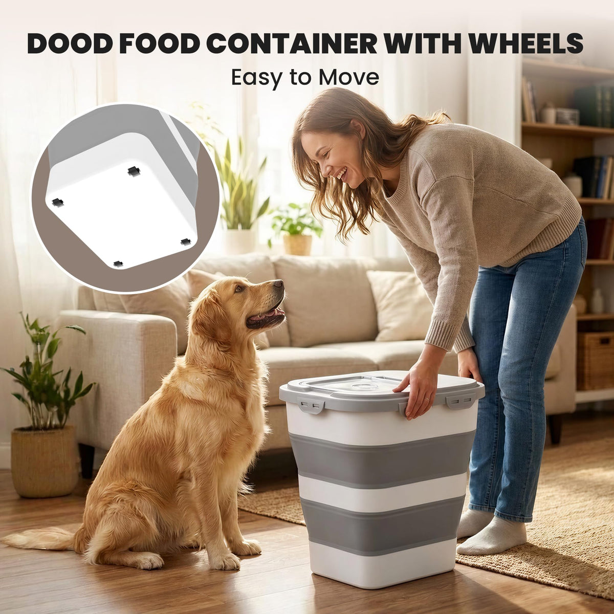 35-40Lbs Airtight Dog Food Storage Container Collapsible Dog Food Container Grey/40 lbs