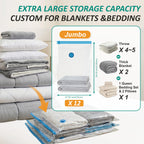 12 Jumbo Vacuum Storage Bags for Blankets & Bedding, Space Saver Bags 12 Jumbo