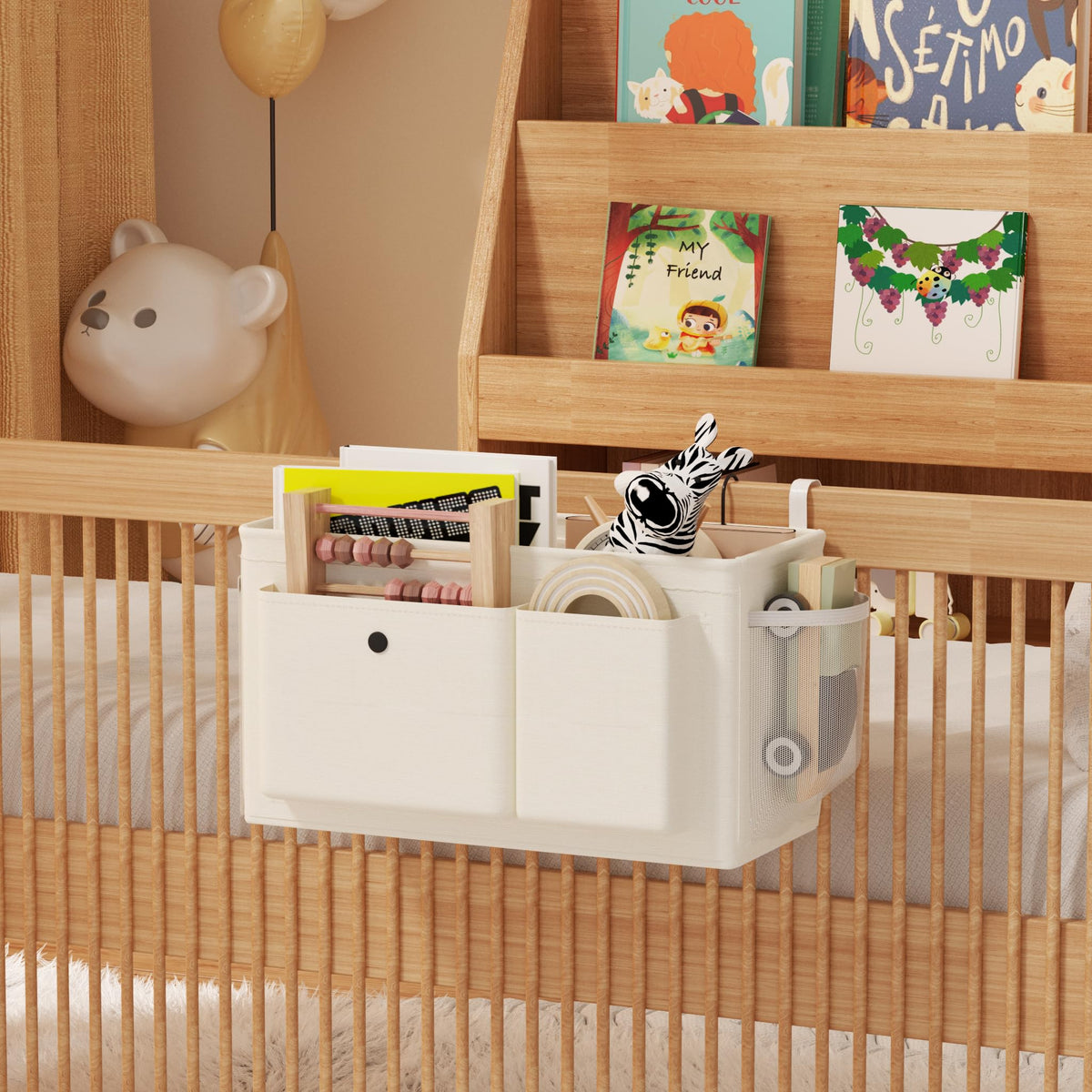 Bedside Caddy Bedside Storage Hanging Organizer for Bunk Dorm Bed Rail New Pink