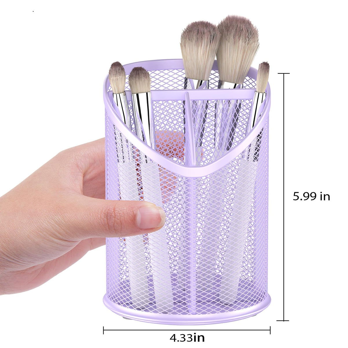 Delifox 2 Pack Pen Holder Mesh Round Pencil Holder 3 Compartments, Black