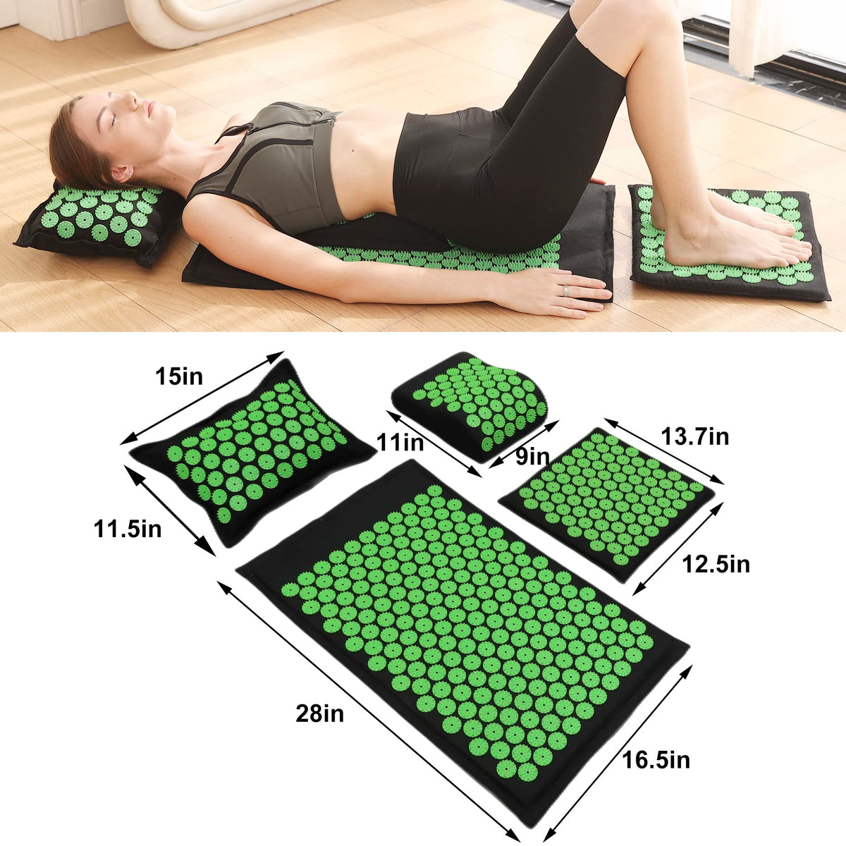 Acupressure Mat and Pillow Set with Carry Bag