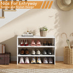 3-Tier Expandable White Shoe Rack Organizer for Closet, Stackable Shoe Racks Storage Shelf, Small Metal Wood Combination Shoe Shelves for Closets,Entryway,Front Door, Narrow Space,Hallway,8-16 Pairs 1 PACK(3-Tier）
