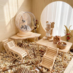 BreezeHug 6 Pcs Wooden Hamster Cage Accessories, Hamster Tunnels, Stylish