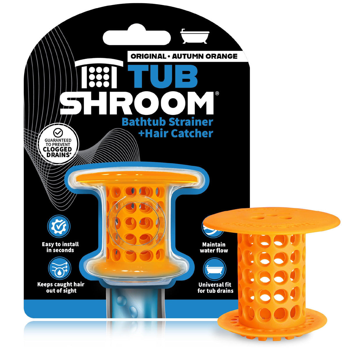 TubShroom Bathtub Drain Hair Catcher – In-Drain Tub Strainer & Clog...