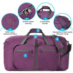 Felipe Varela Foldable Duffle Bag for Travel Weekend Overnight Gym Camping A Black 40L