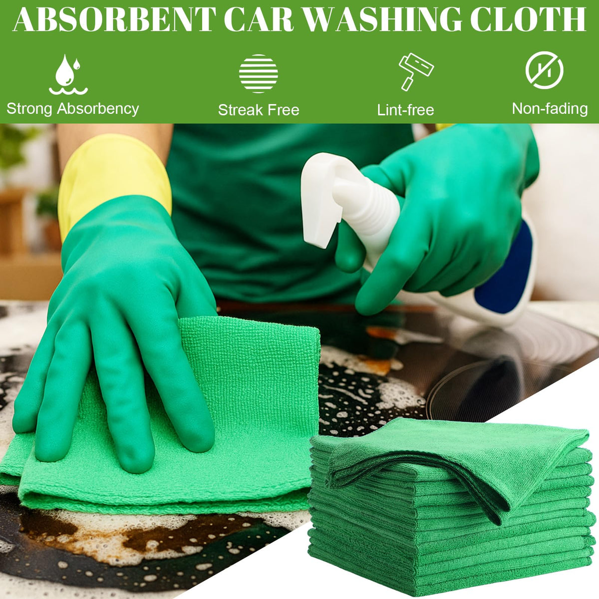 Nuenen Car Microfiber Clean Cloths, Purple, 16 x 16 Inch, 60 Pcs 16 x 16 inches