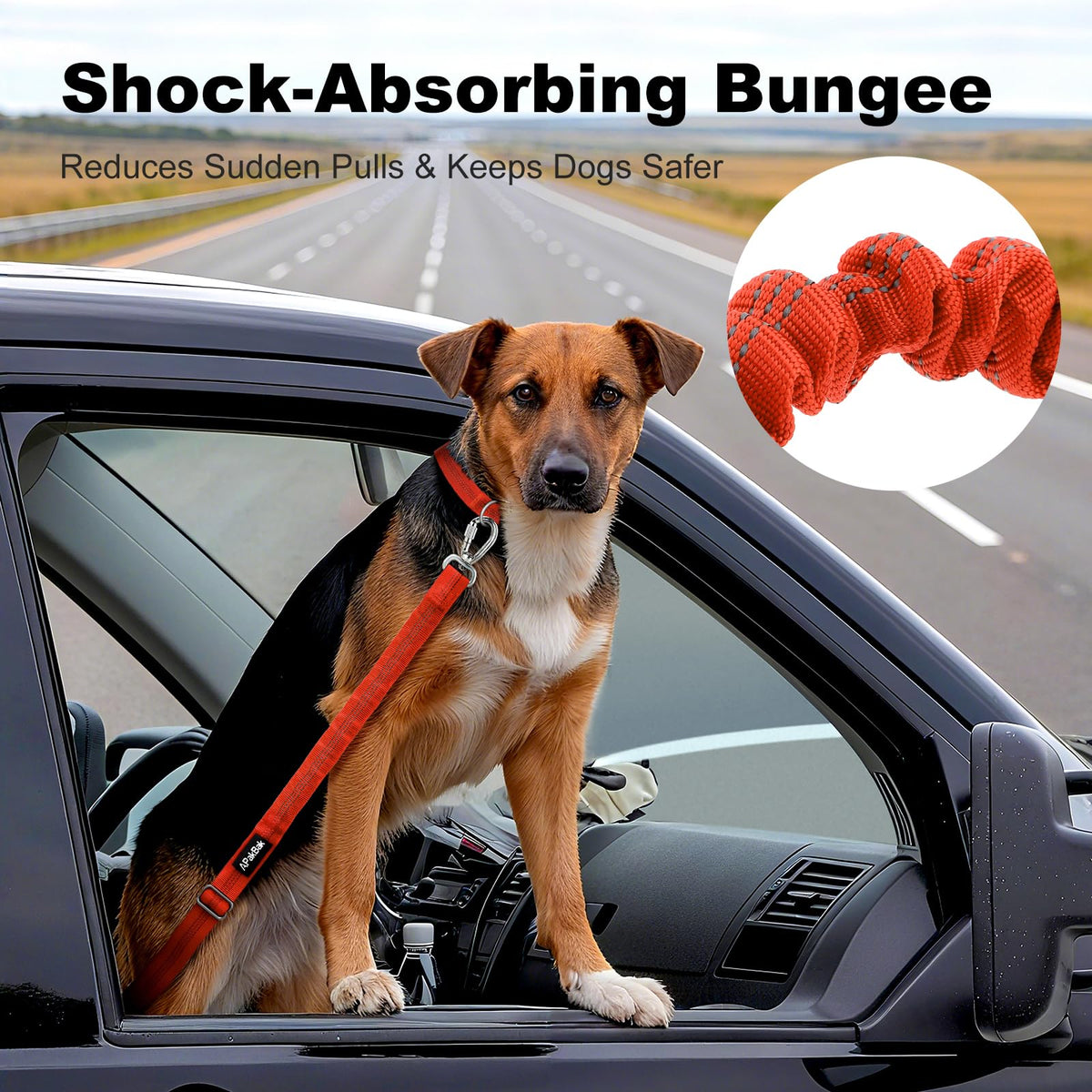 Dog Seat Belt for Car, Car Harness with Locking Aluminum Hook Gray