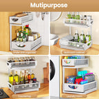 Under Sink Organizer for Kitchen and Bathroom Cabinets Pull Out Storage White 2 Pack 2Tier