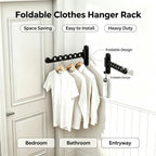 Wall Mounted Clothes Hanger Rack Foldable for Laundry Drying Rack Black Long 2P
