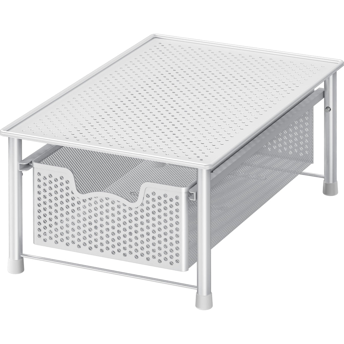 Simple Houseware Stackable 2 Tier Sliding Basket Organizer Drawer, White
