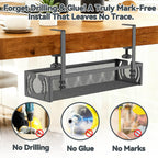 Cable Management, 25.3'' Under Desk Cable Management Tray No Drill 25.3 inch Black