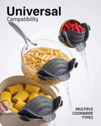 Kitchen Gizmo Snap N' Strain - Silicone Pasta Strainer Clip-On for Pots and Pans - Heat Resistant Colander for Vegetables and Noodles - Kitchen Gadgets for Cooking - Space-Saving Design - Gray 1