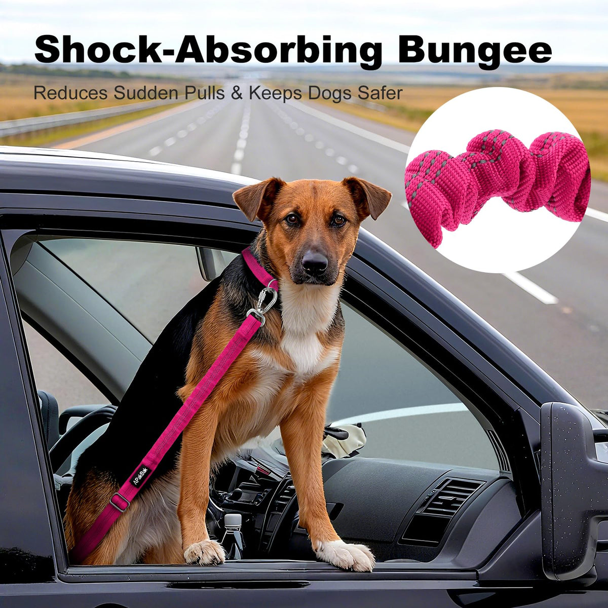 Dog Seat Belt for Car, Car Harness with Locking Aluminum Hook Purple