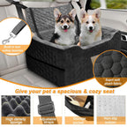 Dog Car Seat for Medium/Large Dog Booster Seat Under 60 lbs or 2 Small Dogs, Multi-Functional Pet Car Seat with Thick Cushion, 2 Safety Leashes (Gray) Gray Large