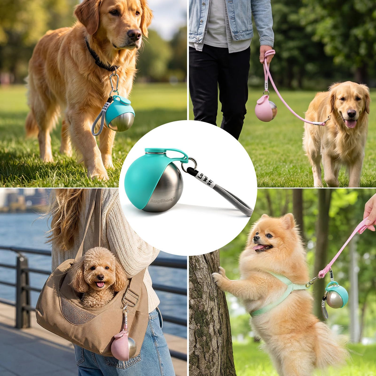 Portable Stainless Steel Dog Water Bottle with Foldable Silicone Bowl