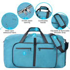 Felipe Varela Foldable Duffle Bag for Travel Weekend Overnight Gym Camping A Black 40L