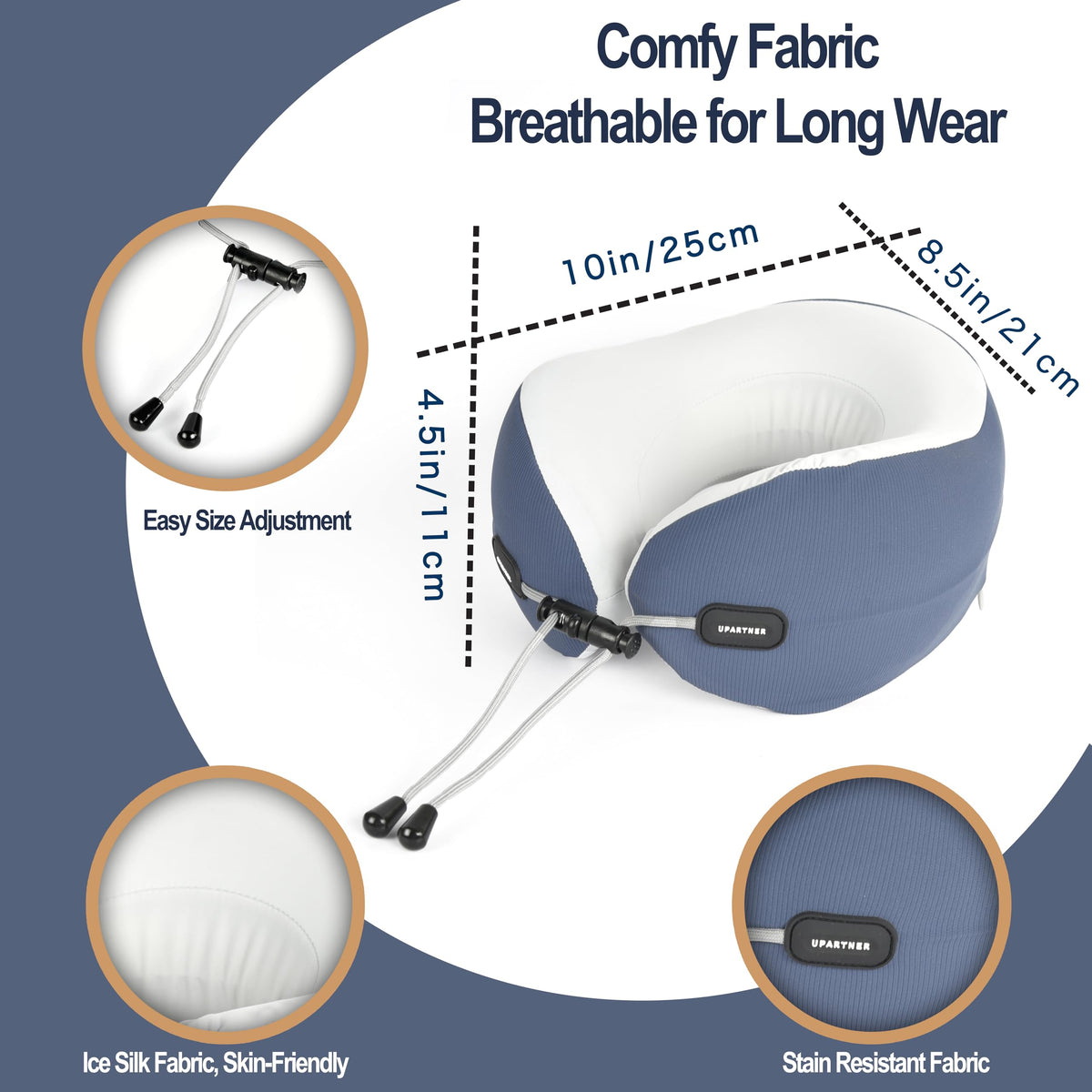 Travel Neck Pillow, Memory Foam Airplane Pillow for Long Flights Blue