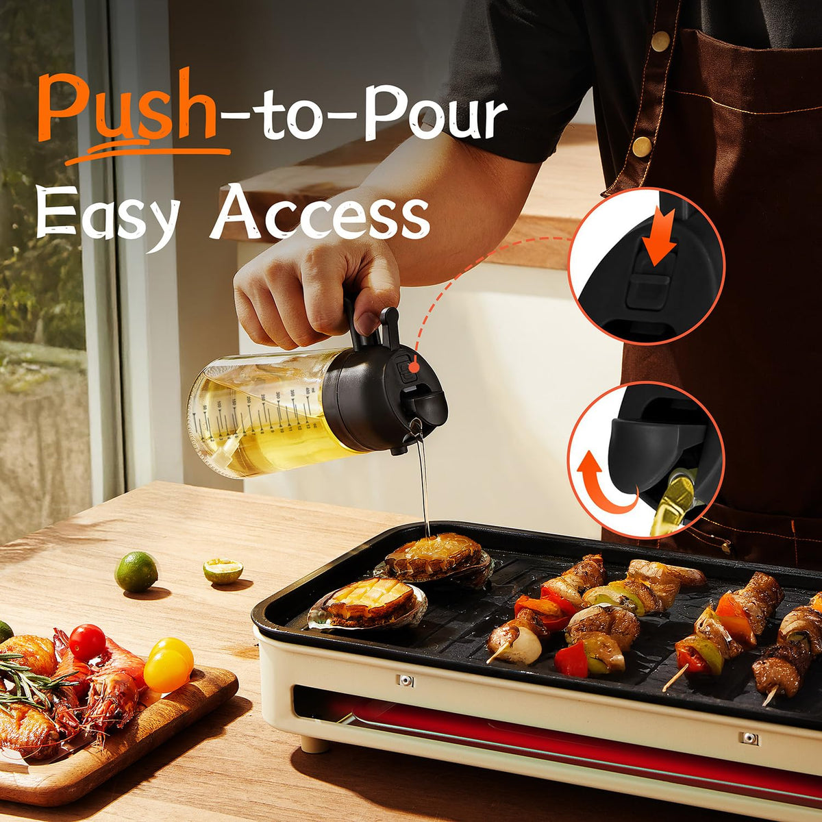 TrendPlain 16oz/470ml Glass Olive Oil Sprayer for Cooking – 2 in 1 Oil...