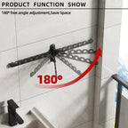 Wall Mounted Clothes Hanger Rack Foldable for Laundry Drying Rack Black Long 2P