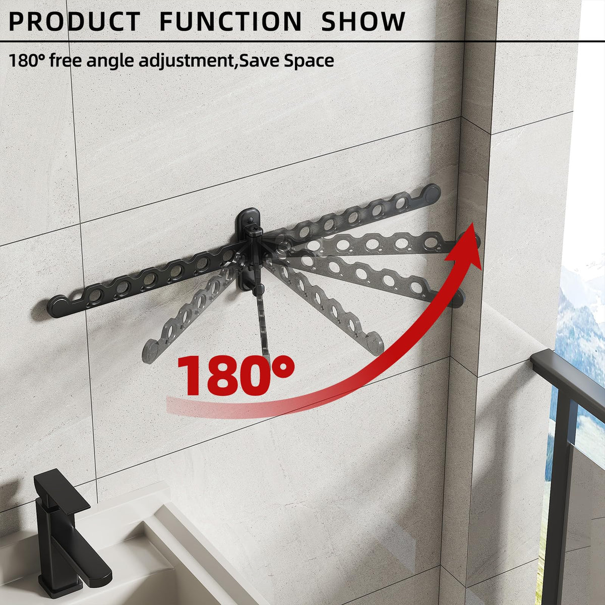 Wall Mounted Clothes Hanger Rack Foldable for Laundry Drying Rack Black Long 2P