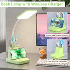 10W Wireless Charging LED Desk Lamp with Clock, Light Black