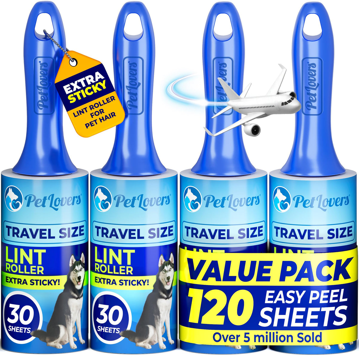 PetLovers Large Lint Roller with 3 Refills – 360 Total Sheets for Tackling...
