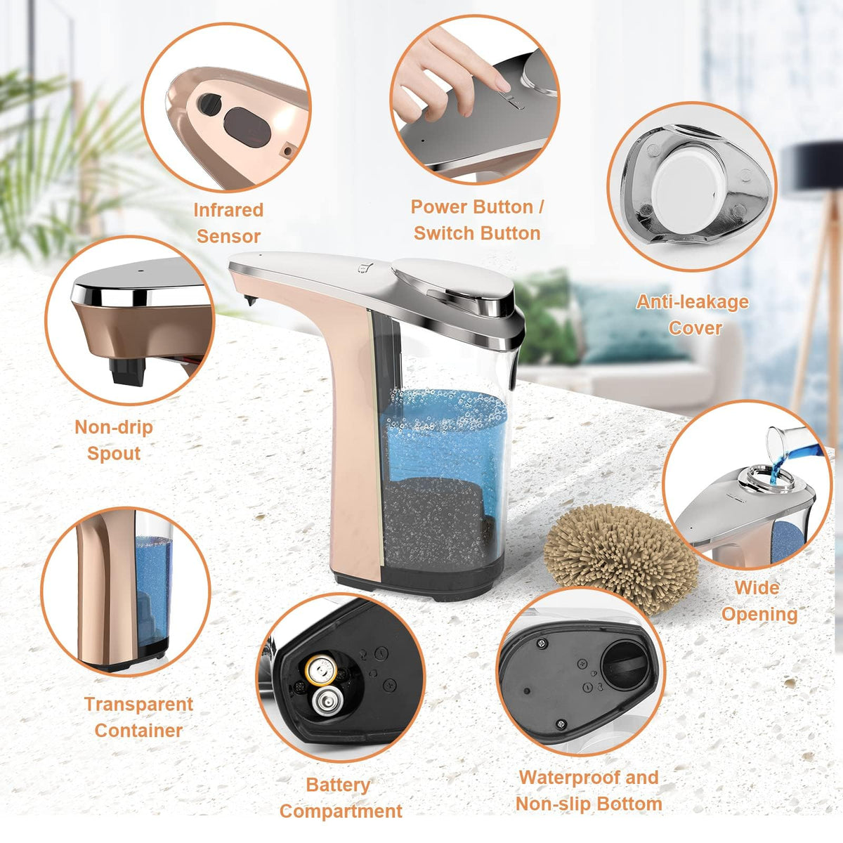 Automatic Touchless Liquid Soap Dispenser for Kitchen and Bathroom
