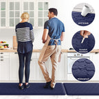 Kitchen Mat 2 PCS Cushioned Anti-Fatigue Floor Mat Standing Mat for Kitchen Stylish Grey 17.3"x29"+17.3"x47"