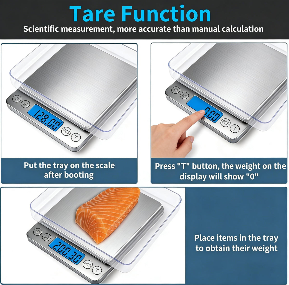 Small Digital Gram Scale 1000g by 0.01g, MEIYA High Accuracy Scale for Food Ounces and Grams, Upgrade USB Charging Kitchen Scale Digital Weight for Cooking, Baking, with Tare Function, 9 Units, 2 Tray Black
