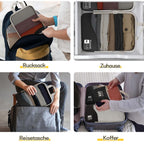 Compression Packing Cubes 8 Set, Dual Zipper Compression Packing Cubes for Travel, See-Through Mesh Packing Bags for Suitcases, Packing Cube with Shoe Bag (Black) 8 Set Black