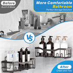 EUDELE Adhesive Shower Caddy, 5 Pack Rustproof Stainless Steel Bath Organizers With Large Capacity, No Drilling Shelves for Bathroom Storage & Home Decor Black