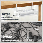 Cable Management, 25.3'' Under Desk Cable Management Tray No Drill 25.3 inch Black