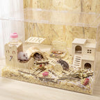 BreezeHug 6 Pcs Wooden Hamster Cage Accessories, Hamster Tunnels, Stylish