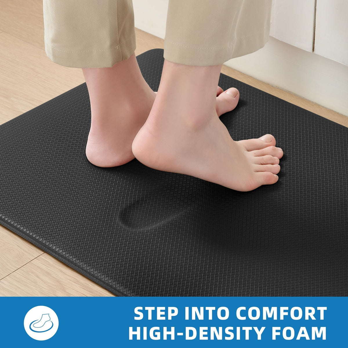 Kitchen Mats for Floor, [2PCS] Anti-Fatigue Kitchen Rugs, Black 2pc: 17" x 29" + 17" x 47"