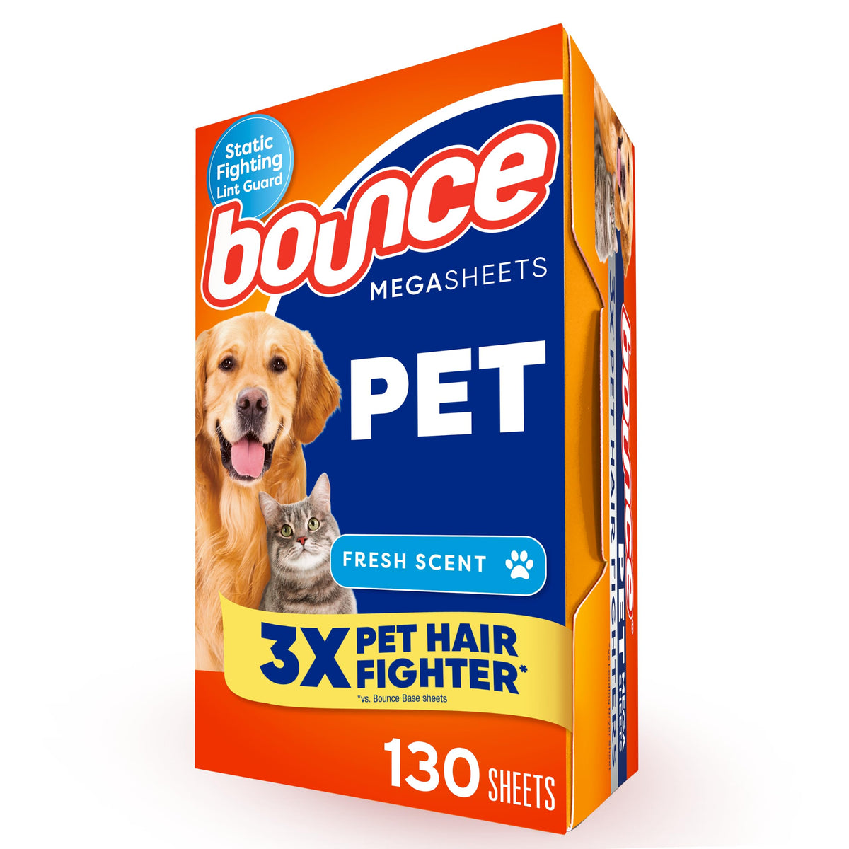 Bounce Pet Hair and Lint Guard Mega Dryer Sheets with 3X Fighters,...