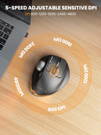 Ergonomic Wireless Trackball Mouse, Rechargeable Adjustable 0°/18° Angle Gray ball