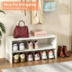 3-Tier Expandable White Shoe Rack Organizer for Closet, Stackable Shoe Racks Storage Shelf, Small Metal Wood Combination Shoe Shelves for Closets,Entryway,Front Door, Narrow Space,Hallway,8-16 Pairs 1 PACK(3-Tier）