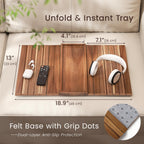 2 Pack Acacia Wood Folding Sofa Arm Tray with Anti-Slip Pad Brown 2 PC